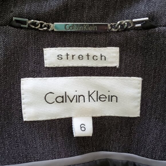 Calvin Klein Black/Gray Button Clasp Long Sleeve Blazer Jacket SZ 6 - Picture 4 of 10